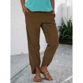 Corduroy Solid Color Loosen Straight Tube Casual Pants