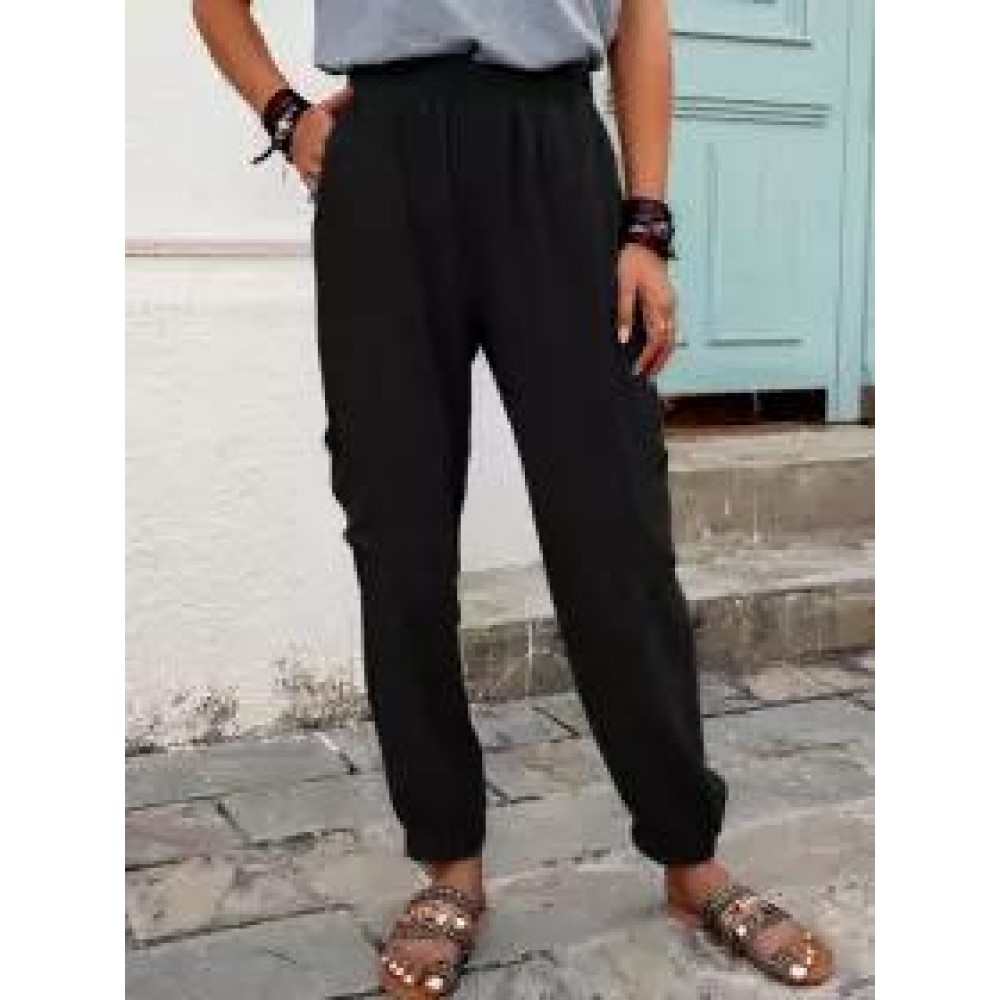 Casual Elastic Waist Loose Long Pants