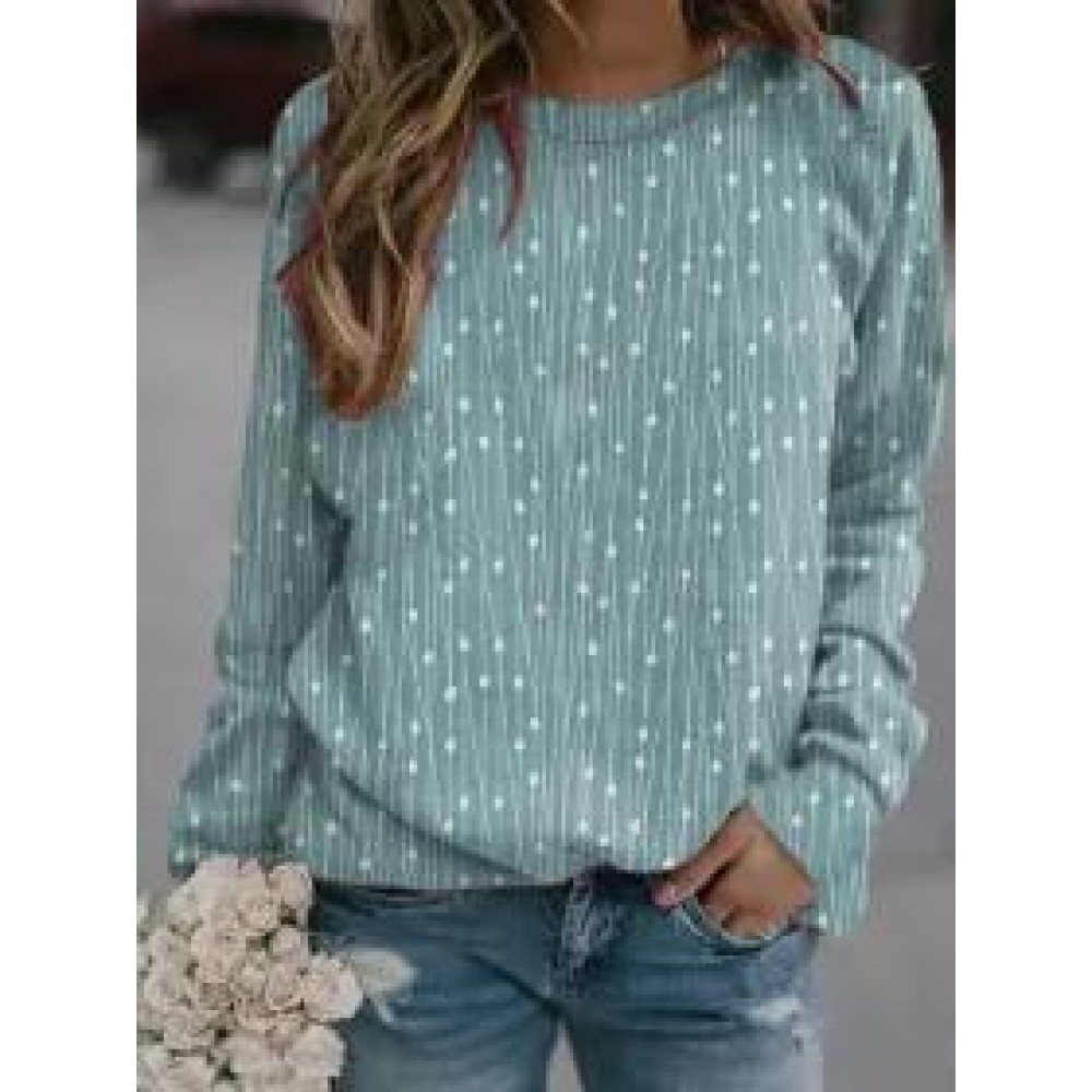 Casual Loose Printed Crew Neck Long Sleeve Sweatshirt