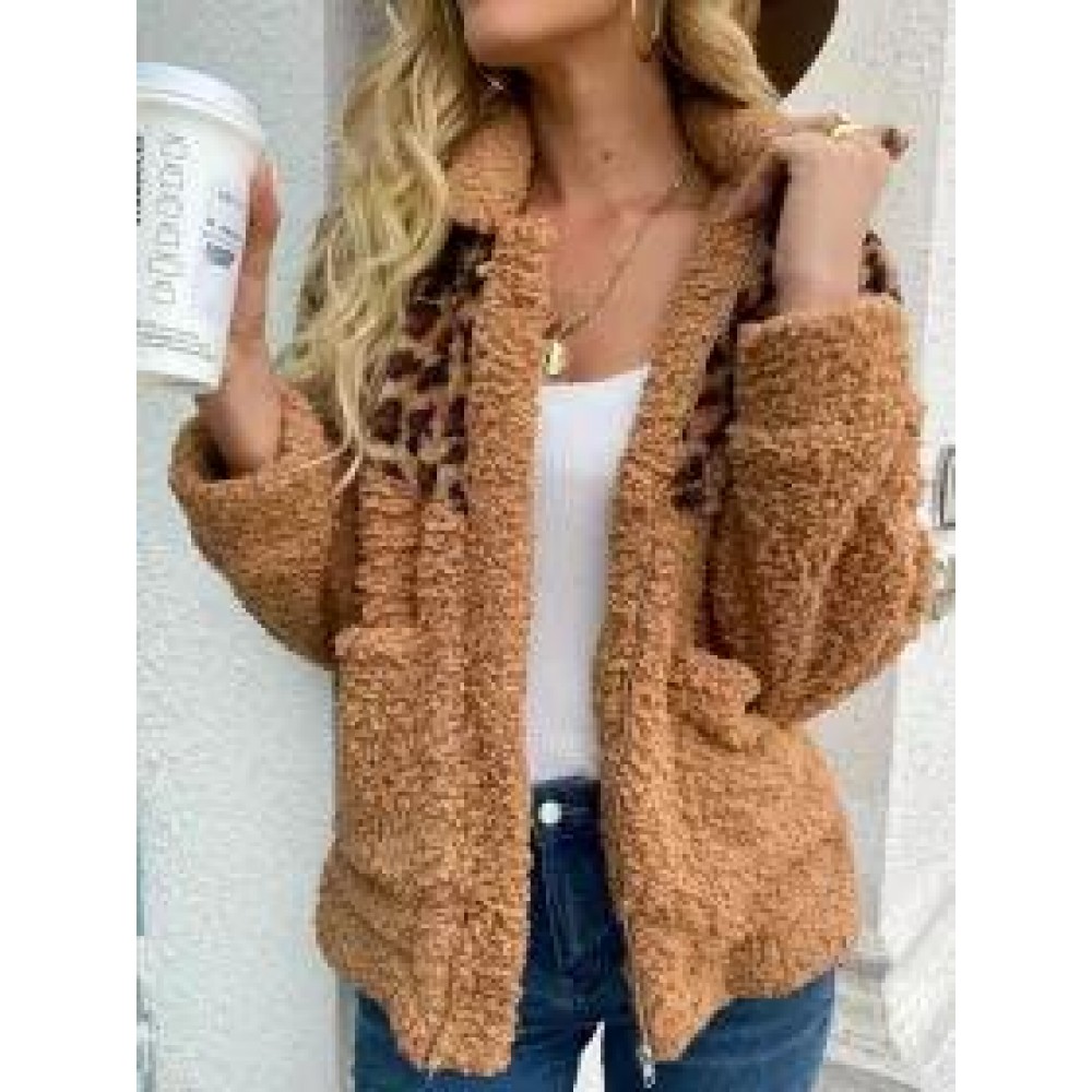 Fashion-wind Casual Simple Teddy Wool Jacket Loose Slimming Jacket