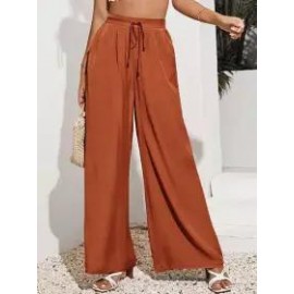 Casual Solid Beach Loose Elastic Waist Pants