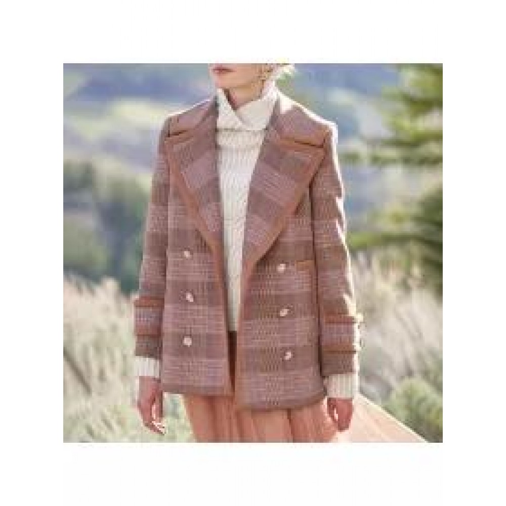 Fashion Lapel Loose Checked Wool Coat